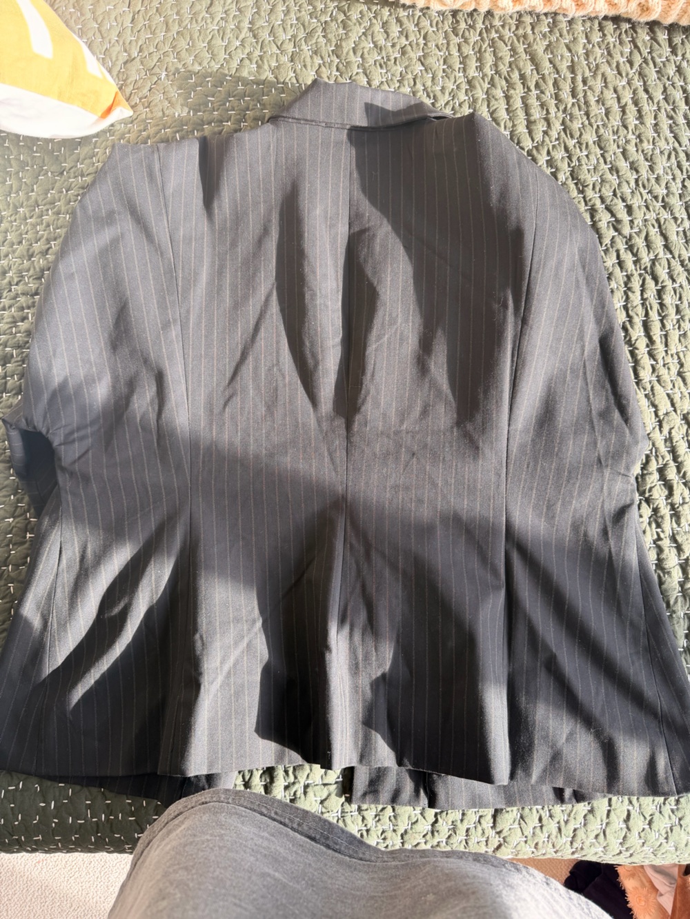 Ganni Black Pinstripe Blazer with Gold-Tone Buttons - Picture 10 of 12